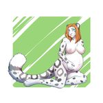 belly big_belly blue_eyes bodyxcount breasts chest_tuft feline hair hand_on_stomach kanrodstavoyan leopard looking_at_viewer mammal nipples pregnant smile snow_leopard solo spots tuft 
