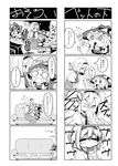  4koma alice_margatroid bucket chimosaku comic couch greyscale highres kirisame_marisa monochrome multiple_4koma multiple_girls pee peeing television touhou translation_request vibrator 