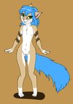  annonymouse blue_hair cat feline female flat_chested green_eyes hair mammal pussy sand_cat young 