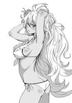  adjusting_hair armpits ass bikini body_blush breasts cowboy_shot dark_skin flat_ass flower granblue_fantasy greyscale hair_flower hair_ornament long_hair medium_breasts monochrome nekoi_mie profile side-tie_bikini solo swimsuit very_long_hair white_bikini zooey_(granblue_fantasy) 