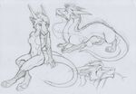  alma_aurora anthro blackdiaraikia breasts dragon eastern_dragon female feral horn line_art navel nude pawpads 