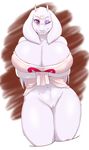  big_breasts breasts caprine fur goat horn huge_breasts iko looking_at_viewer mammal monster one_eye_closed pussy smile solo toriel undertale video_games white_fur 