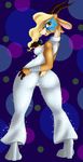  2016 antelope bottom_lip breasts clothing costume disney female footwear gazelle gazelle_(zootopia) high_heels lipstick looking_at_viewer looking_back mammal microphone neronova performer side_boob singer sparkly voluptuous zootopia 