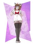  anthro bra canine clothed clothing collar female garter hat mammal nurse nurse_uniform open_shirt simple_background smile solo standing teeth terryburrs underwear uniform 