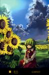  absurdres blouse cloud clouds female flower garnet_(artist) green_hair highres kazami_yuuka plaid red_eyes sunflower touhou youkai 