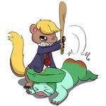  butt club_(weapon) donald_trump duo grin lombre melee_weapon necktie nintendo pok&eacute;mon politics reddened_butt simple_background spanking spanking649 suit the_truth video_games weapon white_background yungoos 