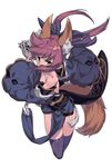  animal_ears black_legwear bow cropped_legs detached_sleeves fate/extra fate_(series) fox_ears fox_tail hair_bow japanese_clothes obi ofuda pink_hair sash side_slit simple_background solo tail talisman tamamo_(fate)_(all) tamamo_no_mae_(fate) tangamja thighhighs white_background wide_sleeves yellow_eyes 