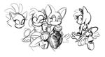  amy_rose bat blaze_the_cat butt cat clothing digital_media_(artwork) dress feline female hairband hedgehog mammal monochrome panties rouge_the_bat sketch sonic_(series) underwear 