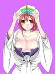  1girl bare_shoulders blush breasts brown_eyes cleavage female large_breasts looking_at_viewer magi_the_labyrinth_of_magic mamemix red_hair smile solo upper_body 