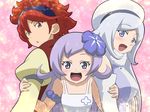  2girls aila_jyrkiainen beret eeshin_(eishin5584) family father_and_daughter gundam gundam_build_fighters gundam_build_fighters_try hat long_hair md5_mismatch mother_and_daughter multiple_girls mysterious_girl_(gundam_bf) purple_eyes purple_hair red_hair reiji_(gundam_bf) short_hair silver_hair spoilers time_paradox 