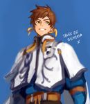  bad_id bad_pixiv_id brown_hair copyright_name earrings feather_earrings green_eyes grin jewelry male_focus smile solo sorey_(tales) tales_of_(series) tales_of_zestiria title upper_body yarr 