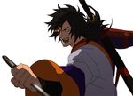  bad_id bad_pixiv_id black_hair japanese_clothes katana long_hair low_ponytail male_focus open_mouth red_eyes rokurou_rangetsu solo sword tales_of_(series) tales_of_berseria weapon yarr 