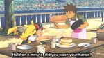  animated animated_gif english frying_pan gen_1_pokemon lowres male_focus multiple_boys pikachu pokemon pokemon_(anime) pokemon_(creature) pokemon_dp_(anime) pokemon_m11 pokemon_on_shoulder satoshi_(pokemon) screencap subtitled takeshi_(pokemon) 