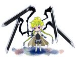  bad_id bad_pixiv_id belt blonde_hair blush buckle chibi full_body head_tilt highres koinzell male_focus red_eyes simple_background solo standing standing_on_liquid ubel_blatt water white_background 