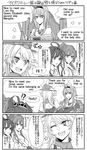  +_+ 4girls 4koma bare_shoulders breasts cleavage comic engrish fingerless_gloves gloves greyscale hairband highres iowa_(kantai_collection) jewelry kantai_collection kongou_(kantai_collection) machinery monochrome multiple_girls necklace open_mouth partially_translated ponytail ranguage smile sunko sweatdrop translation_request warspite_(kantai_collection) yamato_(kantai_collection) 