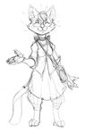  :3 anthro barefoot blush breasts cat clothed clothing digitigrade eyes_closed eyewear feline female glasses guoh happy inner_ear_fluff mammal monochrome paws petunia_quibble poppy_opossum purse ribbons sketch smile solo 