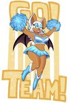  2016 anthro bat big_breasts breasts cheerleader cleavage clothed clothing ear_piercing english_text female mammal omegasunburst piercing rouge_the_bat solo sonic_(series) text 