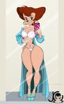  anthro big_breasts breasts brown_hair canine cleavage clothed clothing disney ear_piercing erect_nipples female goof_troop hair jimix_cruz lingerie mammal mature_female mother nipples open_shirt parent peg_pete piercing pose selfie solo voluptuous wide_hips 