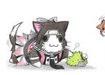  animal animalization cat colored_pencil_(medium) commentary_request dainamitee forehead_protector guinea_pig hachimaki hair_ornament hat headband inazuma_(kantai_collection) jintsuu_(kantai_collection) kantai_collection marimo military_hat neckerchief no_humans non-human_admiral_(kantai_collection) plasma-chan_(kantai_collection) pleated_skirt remodel_(kantai_collection) school_uniform serafuku simple_background skirt tail_wagging traditional_media triangle_mouth white_background 
