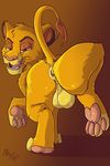  anus backsack balls butt cub disney feline feral fuf lion looking_back mammal naughty_face open_mouth pawpads perineum puffy_anus quadruped raised_tal rear_view signature simba smile smirk the_lion_king walking whiskers young 