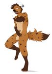  akuva anthro avoid_posting embarrassed green_eyes hyena looking_at_viewer mammal matthieu not_what_it_looks_like nude sock_on_ear solo spotted_hyena 