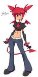  1girl asuna_(pokemon) bigdead93 breasts etna female fusion looking_at_viewer nintendo pokemon red_hair succubus tail twintails wings 