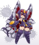  blush_stickers choker desco_(disgaea) disgaea earrings horns jewelry karukan_(monjya) makai_senki_disgaea_4 monster_girl pointy_ears purple_hair red_eyes sharp_teeth solo teeth 