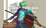  armor belt blue_armor cape company_name ephraim fighting_stance fire_emblem fire_emblem:_seima_no_kouseki gauntlets green_cape green_eyes green_hair holding holding_cape holding_weapon lance male_focus polearm serious shiroh46 shoulder_armor solo spaulders weapon 