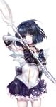  1girl artist_request bishoujo_senshi_sailor_moon circlet gloves purple_eyes sailor_saturn skirt solo spear staff tomoe_hotaru weapon 