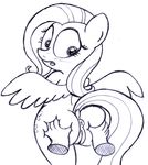  ambiguous_gender an-tonio anus blush butt cutie_mark disembodied_hand duo equine female fluttershy_(mlp) friendship_is_magic looking_back mammal my_little_pony open_mouth pegasus pussy simple_background sketch tongue white_background wings 