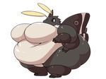  4_arms arthropod belly big_belly big_breasts big_butt black_fur breasts butt female fur hi_res huge_breasts huge_butt hyper hyper_belly insect looking_at_viewer moth multi_arm multi_limb obese overweight simple_background solo standing thick_thighs white_belly wide_hips wings yosioka_san 