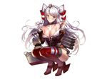  1girl amatsukaze_(kantai_collection) blush breasts brown_eyes choker cleavage female gray_hair kantai_collection long_hair miyazaki_byou rensouhou-kun solo thighhighs twintails 