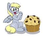  blonde_hair cutie_mark derpy_hooves_(mlp) equine female food friendship_is_magic hair happy mammal muffin my_little_pony open_mouth pabbley pegasus raised_eyebrows solo tongue white_bacgkround wings 