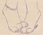  2016 ambiguous_gender anklet antiroo claws hindpaw jewelry pawpads paws sketch solo traditional_media_(artwork) 