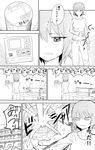  apartment building check_commentary comic commentary_request faucet frown girls_und_panzer greyscale hand_on_own_stomach highres hungry instant_ramen kitchen long_sleeves monochrome nishizumi_maho pants short_hair sink steam stomach_growling sweater thought_bubble translated window yawaraka_black 