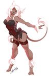  4_toes 5_fingers anthro bare_shoulders black_lips breasts clothed clothing feline female grey_nose hair mammal myloveless open_mouth simple_background smile solo standing toes white_background white_hair wide_hips yellow_eyes 