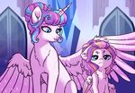  2016 duo equine female flurry_heart_(mlp) friendship_is_magic horn lopoddity mammal my_little_pony pegasus princess_skyla_(mlp) sibling sister sparkles story story_in_description winged_unicorn wings 
