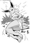  2016 3_toes 4_fingers alanscampos anthro barefoot breasts clothed clothing eevee female fur greyscales long_ears looking_at_viewer midriff nintendo pok&eacute;mon simple_background solo toes video_games white_background 