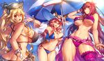 :d animal_ears anne_bonny_(fate/grand_order) anne_bonny_(swimsuit_archer)_(fate) armpits beach_umbrella bikini black_bikini blonde_hair blue_bikini bow bracelet breasts butt_crack cleavage commentary_request cowboy_shot day ears_through_headwear fate/grand_order fate_(series) flower fox_ears fox_girl fox_tail groin hair_flower hair_ornament hat hat_bow hibiscus highres innertube jewelry large_breasts long_hair looking_at_viewer melon22 multiple_girls navel necklace open_mouth pink_hair pirate_hat purple_bikini purple_hair red_eyes sarong scathach_(fate)_(all) scathach_(swimsuit_assassin)_(fate) side-tie_bikini sideboob skull_and_crossbones sky smile striped striped_bow swimsuit tail tamamo_(fate)_(all) tamamo_no_mae_(fate) tamamo_no_mae_(swimsuit_lancer)_(fate) thick_thighs thighs twintails umbrella underboob very_long_hair white_hat yellow_eyes 