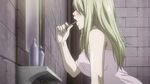  1girl animated animated_gif blonde_hair blush brushing_teeth fairy_tail from_side indoors long_hair lucy_heartfilia naked_towel open_mouth profile solo 