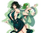  &gt;:) adapted_costume akino_(gokosei) armpits ass backless_dress backless_outfit bare_shoulders breasts closed_mouth commentary_request covered_nipples cowboy_shot curly_hair dress drop_shadow flower from_side fubuki_(one-punch_man) green_dress green_eyes green_hair hair_flower hair_ornament highres kneepits large_breasts leaning_forward looking_at_viewer multiple_girls one-punch_man outstretched_arms pelvic_curtain profile revealing_clothes shawl short_hair siblings sideboob sisters sleeveless sleeveless_dress small_breasts smile spread_arms tatsumaki v-shaped_eyebrows white_background 
