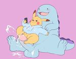  anthro balls barefoot blush bottomless clothed clothing cum cum_on_partner cumshot ejaculation erection ero_(character) eroborus flat_colors foot_fetish footjob fully_sheath hoodie humanoid_penis male male/male mammal messy nintendo on_lap on_top on_top_of orgasm overweight penis pikachu pok&eacute;mon quagsire retracted_foreskin rodent scalie selfie simple_background sitting sitting_on_penis size_difference spread_legs spreading uncut vein veiny_penis video_games 