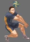  1boy ball black_hair bulge crotch haikyuu!! inmomakuro male_focus muscle solo sweat tagme 