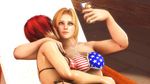  blonde_hair cheek_kiss cuddling dead_or_alive dead_or_alive_5 mila_(doa) multiple_girls red_hair selfie tina_armstrong yuri 