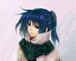  blue_eyes blue_hair capelet cchiko keele_zeibel long_hair male_focus ponytail portrait solo tales_of_(series) tales_of_eternia 