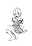  alice_margatroid barefoot capelet d@i feet greyscale hairband looking_at_viewer monochrome short_hair solo source_request touhou 