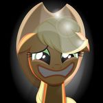  2012 applejack_(mlp) black_background blonde_hair cowboy_hat earth_pony equine female feral friendship_is_magic fur green_eyes hair hat horse looking_at_viewer mammal my_little_pony orange_fur pony simple_background smile solo thediscorded 