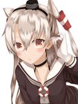  amatsukaze_(kantai_collection) bad_id bad_pixiv_id blonde_hair brown_eyes choker commentary_request gloves hair_between_eyes hair_tubes hairband hand_on_ear hat kantai_collection lifebuoy long_hair long_sleeves looking_at_viewer mini_hat nam's school_uniform sketch solo takamiya_nao two_side_up white_background white_gloves 