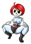 :d anaugi animated_skeleton bone breasts camel_toe clothed clothing female hair legwear monster_girl_gamu nipples panties red_hair skeleton skelly smile socks solo tongue tongue_out topless undead underwear 