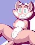  anus blue_eyes breasts cat feline female fur invalid_tag looking_at_viewer mammal nipples pink_fur pussy shima_luan smile solo super_planet_dolan thick_thighs white_fur 